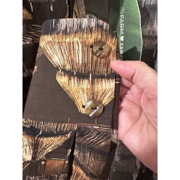 NWT Farm Rio x Yawanawa The Shuhu Brown Long Sleeve Button Up Shirt, size M - Picture 11 of 13